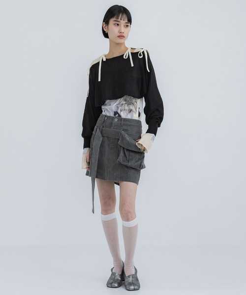 TAN(タン)の「【TAN/タン】《STUDIOUS別注》マルチウェイニットボレロ(カーディガン/ボレロ・レディース・ブラック/グレー・FREE)」の15枚目の写真