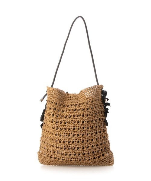cache cache(カシュ カシュ)の「カシュカシュ cachecache / ペーパー手編みリボントート(かごバッグ・レディース・ブラック/ホワイト/グレー/カーキ・FREE)」の16枚目の写真
