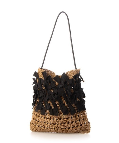 cache cache(カシュ カシュ)の「カシュカシュ cachecache / ペーパー手編みリボントート(かごバッグ・レディース・ブラック/ホワイト/グレー/カーキ・FREE)」の15枚目の写真