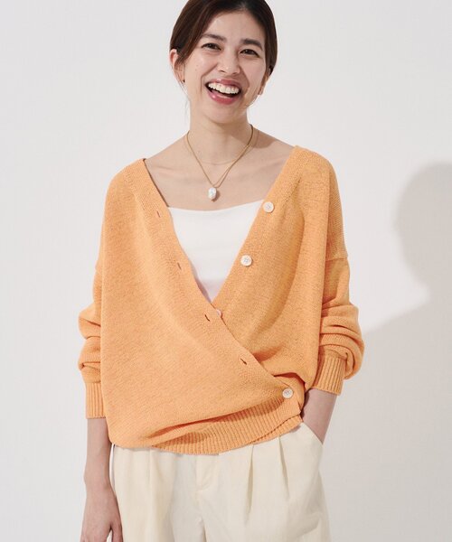 美品 IENA(イエナ) 2WAYカシュクールカーディガン IENA（イエナ）の「テープヤーン 2WAYカシュクールカーディガン
