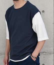SHIPS any（シップス エニィ）の「【WEB限定】SHIPS any: カルゼジャカード ベスト ドッキング フェイクレイヤード Tシャツ◇（Tシャツ/カットソー・メンズ）」
