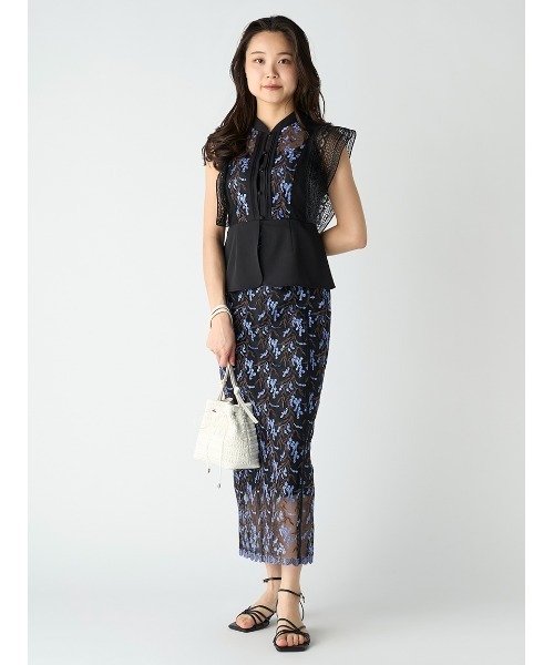 LILY BROWN（リリーブラウン）の「エンブロイダリーラインタイトスカート（スカート・レディース・ライトベージュ/ブラック/オリーブ・0/1）」の9枚目の写真