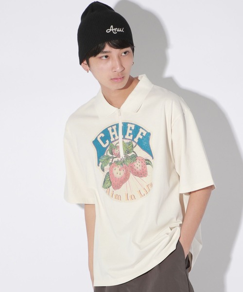 Anui(アニュイ)の「【UNISEX】レトロアートポロプルオーバー(Tシャツ/カットソー・レディース・オフホワイト/ブラック・MEDIUM)」の11枚目の写真