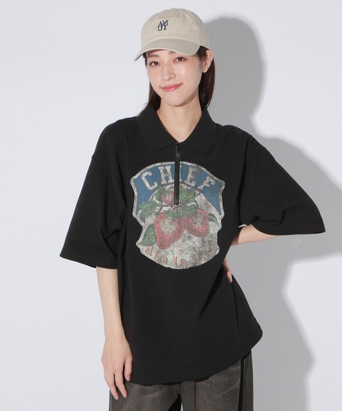 Anui(アニュイ)の「【UNISEX】レトロアートポロプルオーバー(Tシャツ/カットソー・レディース・オフホワイト/ブラック・MEDIUM)」の16枚目の写真