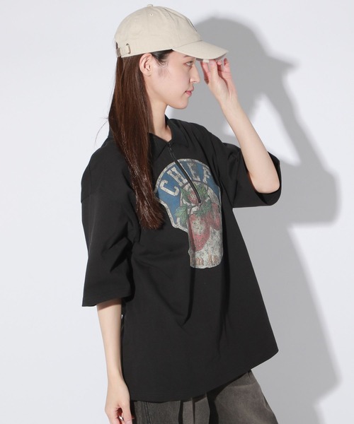 Anui(アニュイ)の「【UNISEX】レトロアートポロプルオーバー(Tシャツ/カットソー・レディース・オフホワイト/ブラック・MEDIUM)」の17枚目の写真