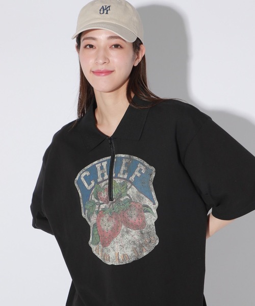 Anui(アニュイ)の「【UNISEX】レトロアートポロプルオーバー(Tシャツ/カットソー・レディース・オフホワイト/ブラック・MEDIUM)」の18枚目の写真