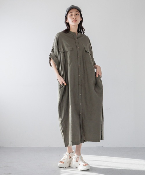 LOWRYS FARM(ローリーズファーム)の「ポケットシャツワンピース 105750(ワンピース・レディース・ベージュ/ブラック/カーキ・FREE)」の3枚目の写真