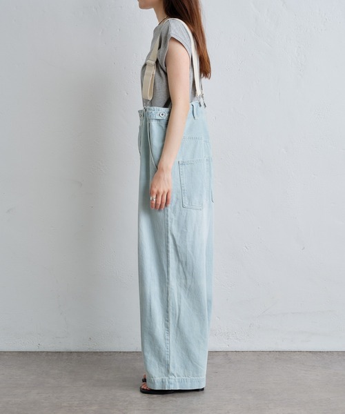 PUAL CE CIN　2WAYサスペンダーコットンリネンデニムパンツ 2WAYサスペンダーパンツコットンリネンデニムパンツ（デニム