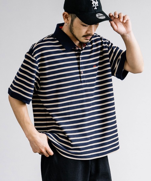 KRIFF MAYER(クリフメイヤー)の「KRIFF MAYER クリフメイヤー 接触冷感 リラックス冷感リンクスカノコポロシャツ 2345105(ポロシャツ・メンズ・オフホワイト/ネイビー×ホワイト/ネイビー/ホワイト×ブラック/ブラック・L/XL/M)」の5枚目の写真