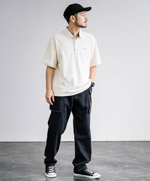 KRIFF MAYER(クリフメイヤー)の「KRIFF MAYER クリフメイヤー 接触冷感 リラックス冷感リンクスカノコポロシャツ 2345105(ポロシャツ・メンズ・オフホワイト/ネイビー×ホワイト/ネイビー/ホワイト×ブラック/ブラック・L/XL/M)」の6枚目の写真