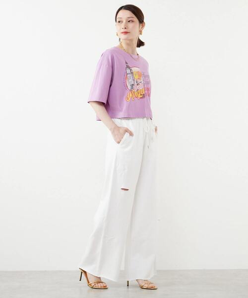 SOFFITTO(ソフィット)の「Soffittoロゴ刺繍入りダメージスウェットパンツ(スウェットパンツ・レディース・オフホワイト/トップグレー・M/S)」の9枚目の写真