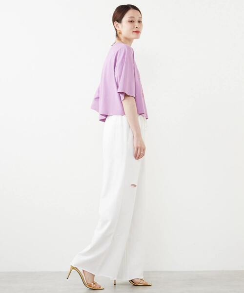 SOFFITTO(ソフィット)の「Soffittoロゴ刺繍入りダメージスウェットパンツ(スウェットパンツ・レディース・オフホワイト/トップグレー・M/S)」の10枚目の写真