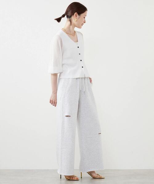 SOFFITTO(ソフィット)の「Soffittoロゴ刺繍入りダメージスウェットパンツ(スウェットパンツ・レディース・オフホワイト/トップグレー・M/S)」の18枚目の写真