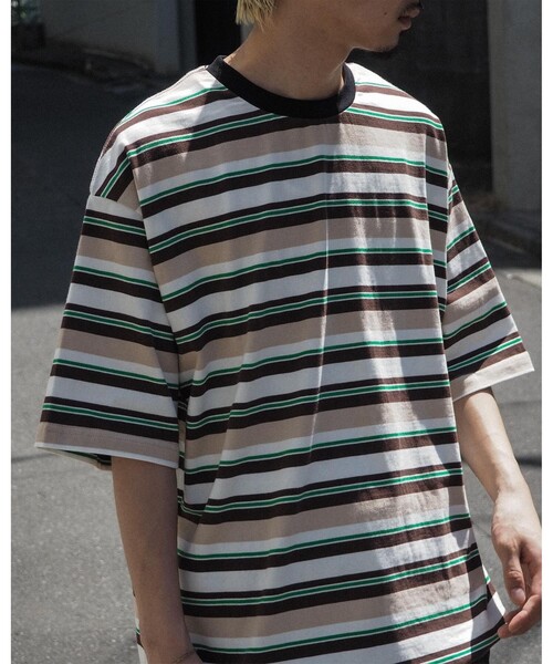 【SCREEN STARS/スクリーンスターズ】マルチボーダーTシャツ 裾ドロスト