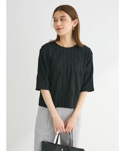 ELENCARE DUE（エレンカーレデュエ）の「・ELENCARE　DUE　ジャカードTEE（Tシャツ/カットソー・レディース・オレンジ/ブラック/アイボリー/ブルー・FREE）」の8枚目の写真