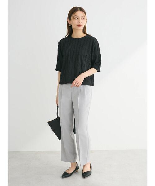 ELENCARE DUE（エレンカーレデュエ）の「・ELENCARE　DUE　ジャカードTEE（Tシャツ/カットソー・レディース・オレンジ/ブラック/アイボリー/ブルー・FREE）」の5枚目の写真