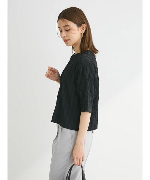 ELENCARE DUE（エレンカーレデュエ）の「・ELENCARE　DUE　ジャカードTEE（Tシャツ/カットソー・レディース・オレンジ/ブラック/アイボリー/ブルー・FREE）」の9枚目の写真