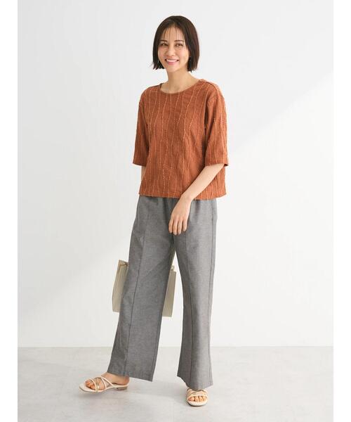 ELENCARE DUE（エレンカーレデュエ）の「・ELENCARE　DUE　ジャカードTEE（Tシャツ/カットソー・レディース・オレンジ/ブラック/アイボリー/ブルー・FREE）」の14枚目の写真