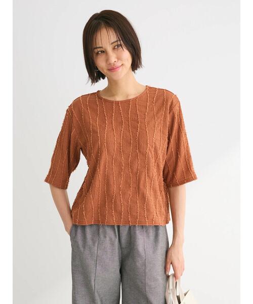 ELENCARE DUE（エレンカーレデュエ）の「・ELENCARE　DUE　ジャカードTEE（Tシャツ/カットソー・レディース・オレンジ/ブラック/アイボリー/ブルー・FREE）」の17枚目の写真