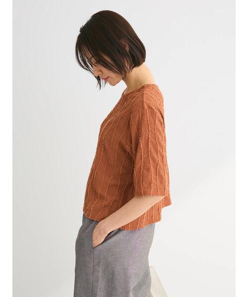 ELENCARE DUE（エレンカーレデュエ）の「・ELENCARE　DUE　ジャカードTEE（Tシャツ/カットソー・レディース・オレンジ/ブラック/アイボリー/ブルー・FREE）」の18枚目の写真