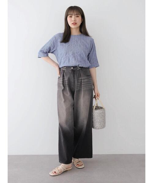 ELENCARE DUE（エレンカーレデュエ）の「・ELENCARE　DUE　ジャカードTEE（Tシャツ/カットソー・レディース・オレンジ/ブラック/アイボリー/ブルー・FREE）」の20枚目の写真