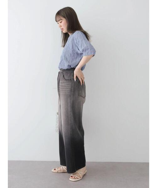 ELENCARE DUE（エレンカーレデュエ）の「・ELENCARE　DUE　ジャカードTEE（Tシャツ/カットソー・レディース・オレンジ/ブラック/アイボリー/ブルー・FREE）」の21枚目の写真