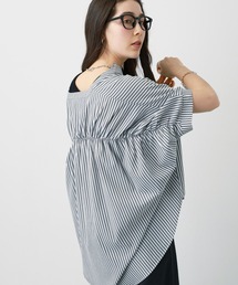 saloon | SALOON(サルーン)/ノーカラーギャザー5分袖ブラウス(シャツ/ブラウス)