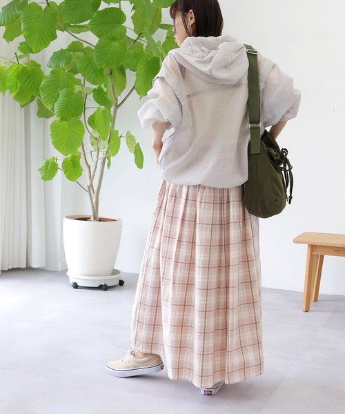 Crisp(クリスプ)の「チェックギャザースカート(スカート・レディース・ネイビー/コーラル・FREE)」の10枚目の写真