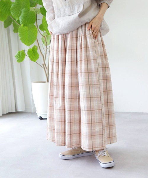 Crisp(クリスプ)の「チェックギャザースカート(スカート・レディース・ネイビー/コーラル・FREE)」の11枚目の写真