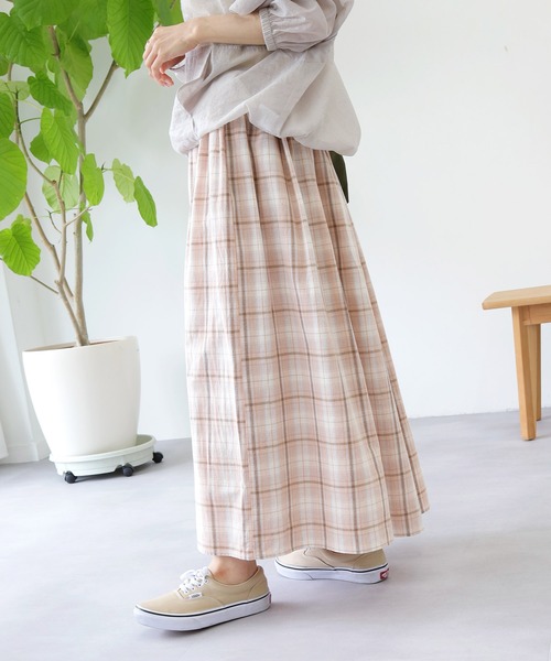 Crisp(クリスプ)の「チェックギャザースカート(スカート・レディース・ネイビー/コーラル・FREE)」の12枚目の写真
