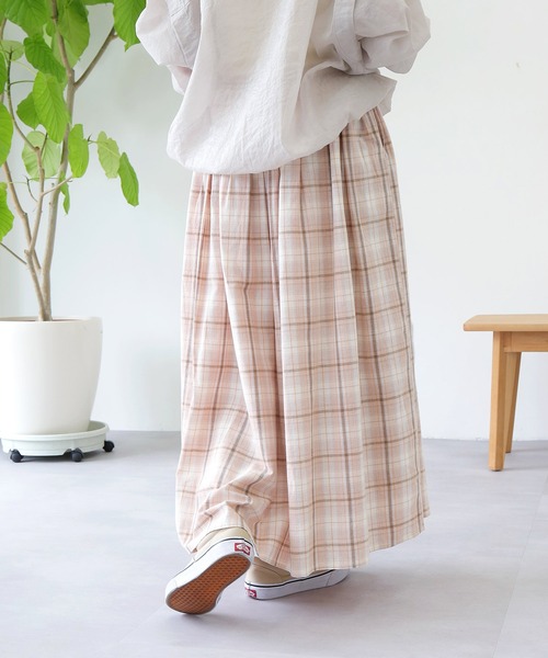 Crisp(クリスプ)の「チェックギャザースカート(スカート・レディース・ネイビー/コーラル・FREE)」の13枚目の写真