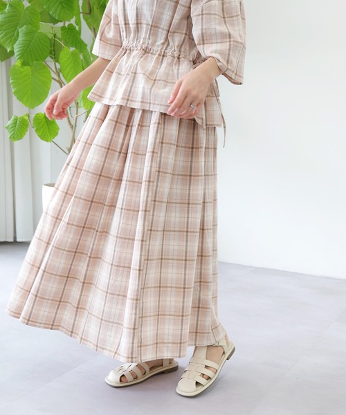 Crisp(クリスプ)の「チェックギャザースカート(スカート・レディース・ネイビー/コーラル・FREE)」の20枚目の写真