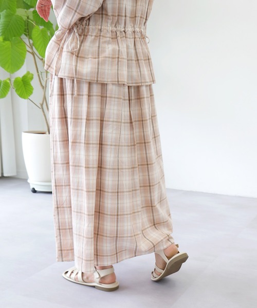 Crisp(クリスプ)の「チェックギャザースカート(スカート・レディース・ネイビー/コーラル・FREE)」の21枚目の写真