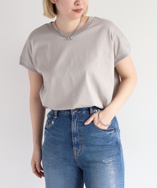 cepo（セポ）の「シルケットフレンチスリーブTee（Tシャツ/カットソー・レディース・ブラック/ブルー/オフホワイト/グレー・M）」の3枚目の写真