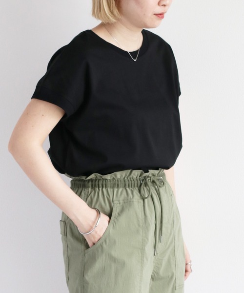 cepo（セポ）の「シルケットフレンチスリーブTee（Tシャツ/カットソー・レディース・ブラック/ブルー/オフホワイト/グレー・M）」の2枚目の写真