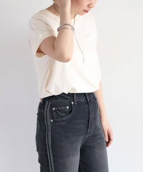 cepo（セポ）の「シルケットフレンチスリーブTee（Tシャツ/カットソー・レディース・ブラック/ブルー/オフホワイト/グレー・M）」の13枚目の写真