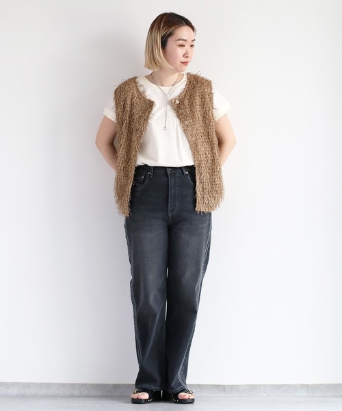 cepo（セポ）の「シルケットフレンチスリーブTee（Tシャツ/カットソー・レディース・ブラック/ブルー/オフホワイト/グレー・M）」の21枚目の写真