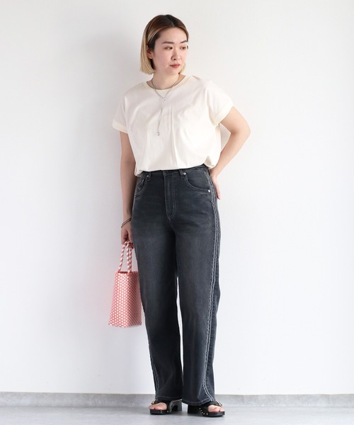 cepo（セポ）の「シルケットフレンチスリーブTee（Tシャツ/カットソー・レディース・ブラック/ブルー/オフホワイト/グレー・M）」の16枚目の写真