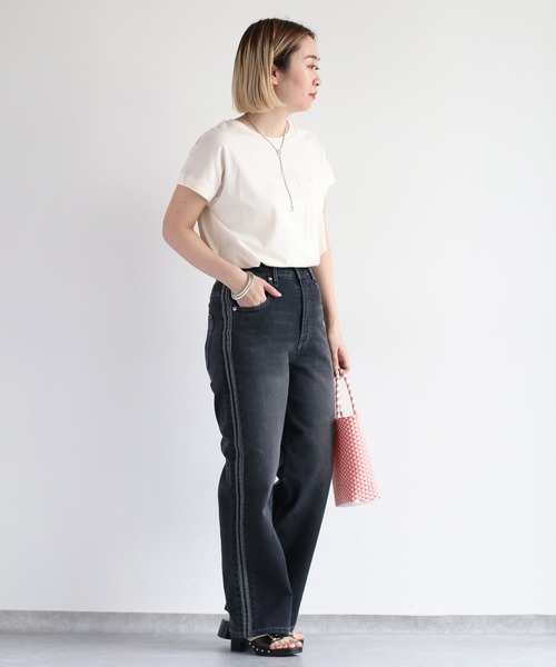 cepo（セポ）の「シルケットフレンチスリーブTee（Tシャツ/カットソー・レディース・ブラック/ブルー/オフホワイト/グレー・M）」の19枚目の写真