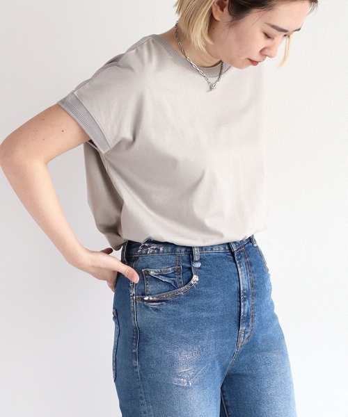 cepo（セポ）の「シルケットフレンチスリーブTee（Tシャツ/カットソー・レディース・ブラック/ブルー/オフホワイト/グレー・M）」の22枚目の写真