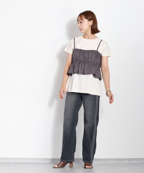 cepo（セポ）の「シルケットフレンチスリーブTee（Tシャツ/カットソー・レディース・ブラック/ブルー/オフホワイト/グレー・M）」の8枚目の写真