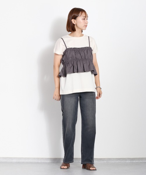 cepo（セポ）の「シルケットフレンチスリーブTee（Tシャツ/カットソー・レディース・ブラック/ブルー/オフホワイト/グレー・M）」の10枚目の写真