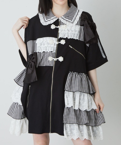 Jamie エーエヌケー（ジェイミーエーエヌケー）の「チャイナリメイクパーカー（Tシャツ/カットソー・レディース・ブラック/レッド/ブルー・M）」の2枚目の写真