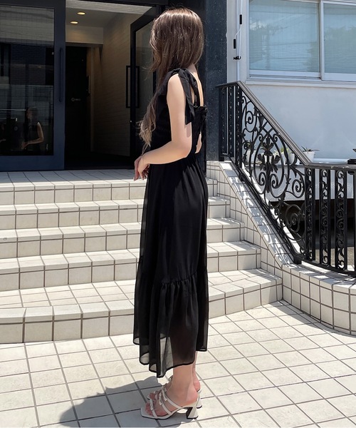 one way(ワンウェイ)の「肩リボンシャーリングキャミワンピース(ワンピース・レディース・ピンク/ブラック/ホワイト系その他/ブラック系その他/アイボリー/ブラック系その他2・FREE)」の21枚目の写真