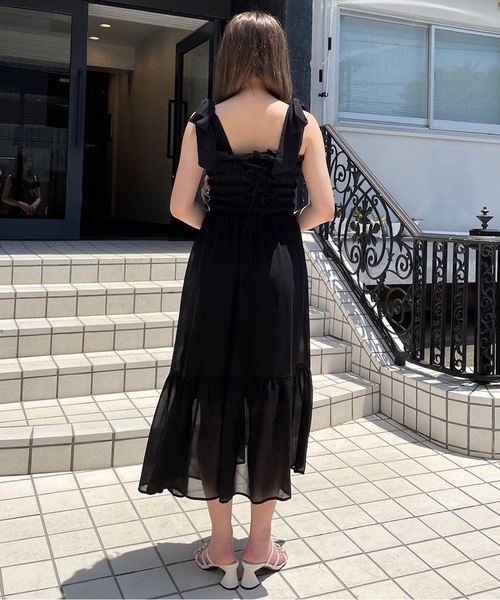 one way（ワンウェイ）の「肩リボンシャーリングキャミワンピース