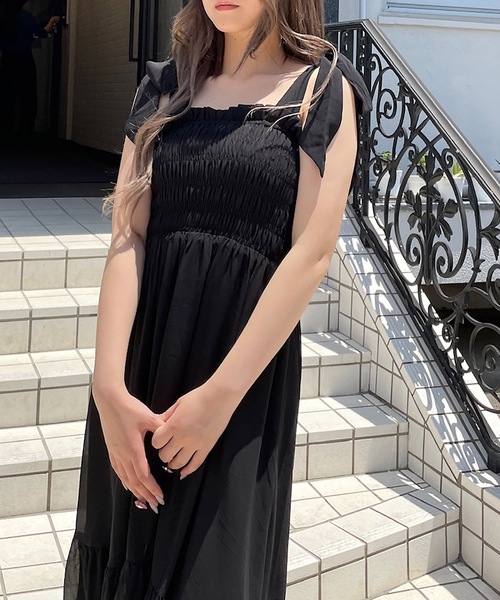 one way(ワンウェイ)の「肩リボンシャーリングキャミワンピース(ワンピース・レディース・ピンク/ブラック/ホワイト系その他/ブラック系その他/アイボリー/ブラック系その他2・FREE)」の19枚目の写真