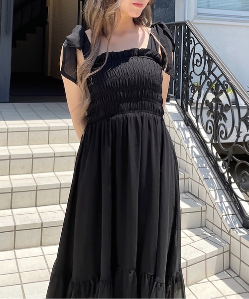 one way(ワンウェイ)の「肩リボンシャーリングキャミワンピース(ワンピース・レディース・ピンク/ブラック/ホワイト系その他/ブラック系その他/アイボリー/ブラック系その他2・FREE)」の20枚目の写真