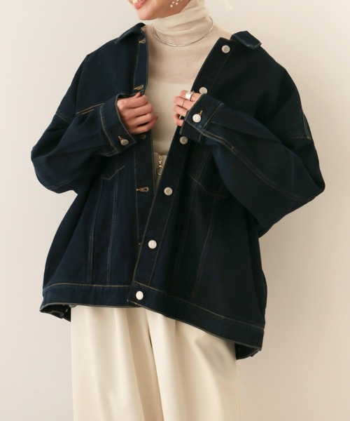 Olu.(オルドット)の「ビッグシルエットデニムジャケット(デニムジャケット・レディース・ブラック/インディゴブルー・FREE)」の1枚目の写真