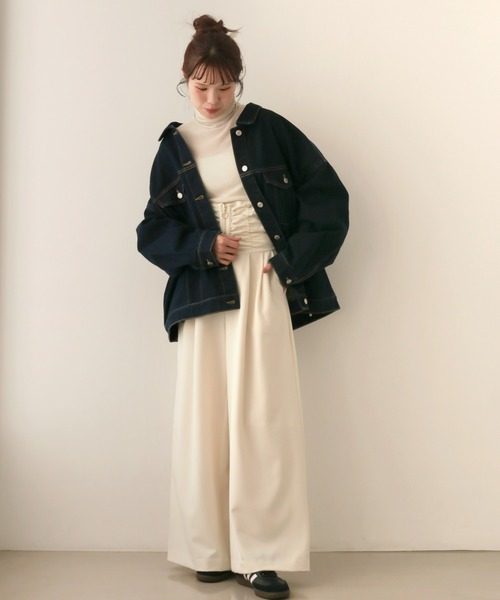 Olu.(オルドット)の「ビッグシルエットデニムジャケット(デニムジャケット・レディース・ブラック/インディゴブルー・FREE)」の14枚目の写真