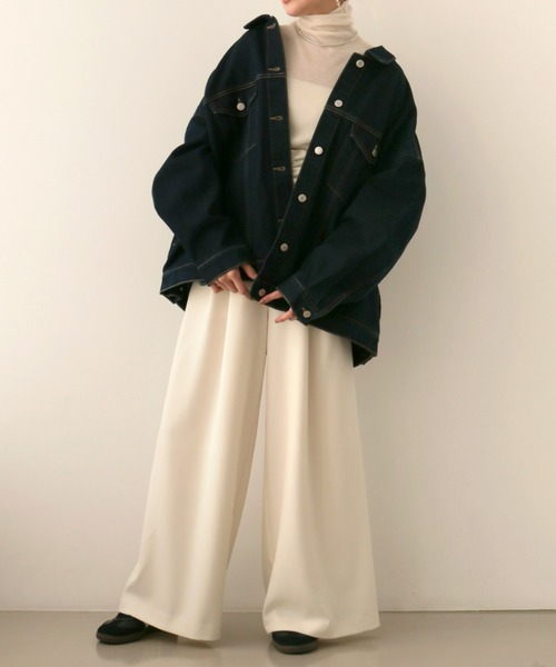 Olu.(オルドット)の「ビッグシルエットデニムジャケット(デニムジャケット・レディース・ブラック/インディゴブルー・FREE)」の13枚目の写真